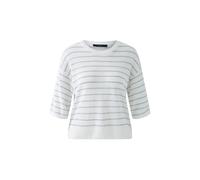 Oui - Pullover Leinen- Viskosemischung white black - Gr. - 36