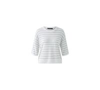 Oui - Pullover Leinen- Viskosemischung white black - Gr. - 42