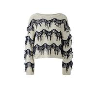 Oui Strickpullover mit Applikationen in Offwhite, Größe 38