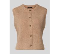 Oui Regular Fit Strickweste mit Woll-Anteil und Knopfleiste in Beige Melange, Größe 38