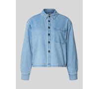Oui Relaxed Fit Jeansbluse mit Brusttasche in Blau, Größe 42