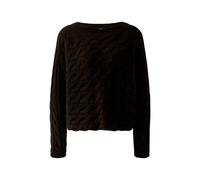 Oui Strickpullover mit Zopfmuster und Rundhalsausschnitt in Dunkelbraun, Größe 40