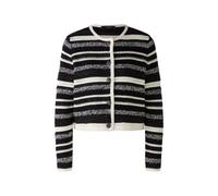 Oui - Strickjacke Baumwollmischung mit Glanzgarn white black - Gr. - 38