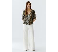 Oui Damen Strickjacke mit Wolle lässig geschnitten Animalprint