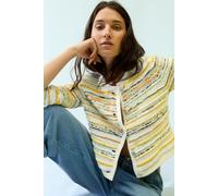 Oui - Strickjacke white yellow - Gr. - 42