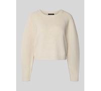 Oui Strickpullover aus Woll-Mix mit Rundhalsausschnitt in Offwhite Melange, Größe 40
