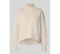 Oui Strickpullover aus Woll-Mix mit Stehkragen in Offwhite Melange, Größe 42