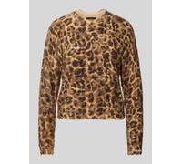 Oui Strickpullover mit gerippten Abschlüssen in Camel, Größe 38