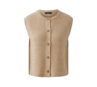 Oui Strickweste mit Rundhalsausschnitt und Knopfleiste in Beige Melange, Größe 36