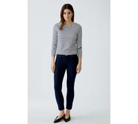 Oui - SUMIKO Langarmshirt elastische Cotton-Modalmischung dk blue white - Gr. - 38