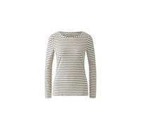 Oui - SUMIKO Langarmshirt dk brown offwhite - Gr. - 40