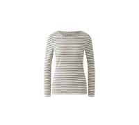 Oui - SUMIKO Langarmshirt dk brown offwhite - Gr. - 44