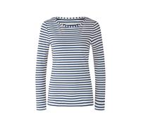 Oui - SUMIKO Langarmshirt elastische Cotton-Modalmischung dk blue white - Gr. - 40