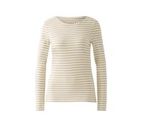 Oui - SUMIKO Langarmshirt elastische Cotton-Modalmischung offwhite camel - Gr. - 40