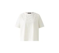 Oui T-Shirt mit Ziersteinbesatz in Offwhite, Größe 40