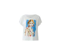 Oui Relaxed Fit T-Shirt mit Motiv-Print in Weiss, Größe 42