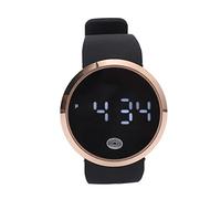 Ouitble LED-Digitaluhr mit Touchscreen, rund, hochauflösend, verstellbar, bequem, Armband für Herren, Damen, Freizeit, Sport, Business, Partys, Legierung aus Kunststoff (Schwarzer Gürtel mit Goldener