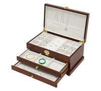 OUKANING 3 Schicht Schmuckkästchen Holz Schmuckschatulle Geschenke Schmuckbox Rechteckig Schmuckkoffer, Plüsch Futter, Anti-Rutsch Pads, Für Schmuck (Farbe : Dunkelbraun)