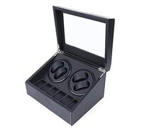 OUKANING 4+6 Uhrenbeweger Box Uhren Aufbewahrungsboxen mit 4 Uhrenbewe Automatische Uhrenbeweger Geschenk für Neujahr, Weihnachten, Valentinstag, Geburtstag,30,5 x 23,5 x 18 cm(schwarz)