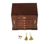 OUKANING 5 Schichten Braun Schmuckkasten Holz Mit Schubladen Abnehmbare, Vintage Schmuckbox Aus Holz, Schmuckschatulle Mit Spiegel, Robuste Scharniere, Geschenk (Typ 1)