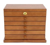OUKANING 6 Lagen Schmuckkasten Holz Vintage Schmuckbox Mit Schubladen, Hochwertige Scharniere Und Raffinierte Griffe, Schmuckkästchen Freistehend, Geschenk (Braun, Mit Spiegel+Schlüsselschloss)