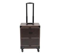 OUKANING Professioneller Kosmetikkoffer Mit Rollen, Große Kapazität mit 7 Fächern und Spiegel, Make-up Koffer, 50kg Tragkraft, wasserdicht, Schminkkoffer Trolley für Visagisten/Friseure (Kaffee)