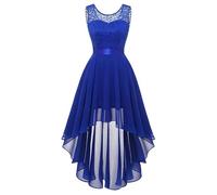 OULIWANGLUO Damen Große Saum Abendkleid mit Festlich Chiffon Spitze Lange Cocktailkleid Slim Sexy Patchwork Partykleid (Dunkelblau,3XL)