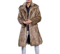 OULIWANGLUO Herren Pelzmantel Winterjacke Lang Kunstpelz Mantel Reverskragen Plüsch Strickjacke Warme Felljacke Pelz Jacke (Braun1,XL)