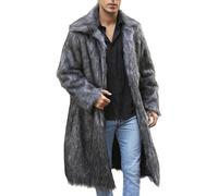 OULIWANGLUO Herren Pelzmantel Winterjacke Lang Kunstpelz Mantel Reverskragen Plüsch Strickjacke Warme Felljacke Pelz Jacke (Grau2,3XL)