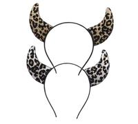 OUNONA 2 Stück Leopard Ochsenhorn Stirnbänder aus Stoff Leichtes Haarband für Damen und Mädchen Party und Festival Haaraccessoire