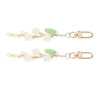 OUNONA 2 Stück Maiglöckchen Schlüsselanhänger aus Leichtem Kunstblumen Material mit Schnalle für Tasche und Autoschlüssel Dekorativer Taschenanhänger für Frauen