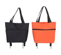 OUNONA 2 Stück pack Faltbarer Einkaufswagen aus Oxford Stoff mit Verbesserten Rädern Tragbarer und Klappbarer Einkaufstrolley für Auto Kofferraum und Einfachen Transport