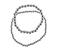 OUNONA 2 Stück Perlenarmband Aus Titanstahl Elastisches Damenarmband Mit 4mm 6mm Kugeln Rostbeständig Vielseitig Für Alltag Und Geschenk