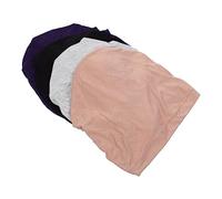 OUNONA 4 Stück Elastische Turban Mützen für Damen Kopfhaube Modal Baumwolle in Schwarz Camel und Atmungsaktive Kopfbedeckung für Makeup Spa und