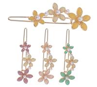 OUNONA 4 Stück Elegante Bunte Blumen Haarspangen aus Metall mit Perlen Leichte Haarklammern für Frauen Langlebiger Haarschmuck für Vielseitige Frisuren und Täglichen Gebrauch
