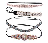 OUNONA 4 Stück Handgefertigtes Strass Perlen Stirnband Für Frauen Modisches Kristall Haarband in Vintage Design Für Party Alltag Sport Mehrfarbig