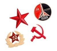 OUNONA 4 Stück Vintage Sowjetische Stern Broschen aus Legierung Leichte Anstecknadeln für Jacken Hüte Rucksäcke Klassisches Emblem Unisex Schmuck