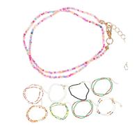 OUNONA 9 Stück Beaded Choker Halskette Bunte Perlenkette für Mädchen und Frauen Boho Stil Transparente Farbige Accessoires für Alltag und Festliche Anlässe