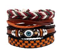 OUNONA Geflochtenes Ethno Armband 4 Stück aus Langlebigem PU Material für Herren und Damen Modisches Handgelenkschmuck Accessoire für Party Strand und Alltag