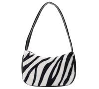 OUNONA Plüsch Umhängetasche mit Zebramuster für Damen Kleiner Achseltasche mit Großem Fassungsvermögen als Einkaufstasche und Freizeitbag