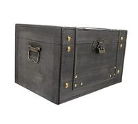 OUNONA Vintage Holz Schatztruhe Kleine Aufbewahrungsbox Mit Schloss Antike Holztruhe Für Wohnzimmer Kinderzimmer Escape Room Zubehör