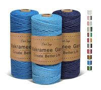 OurTop Premium Makramee Garn 3er Set, 3mm x 100m Macrame Cord Makramee Schnur Makramee Kordel, Garn für DIY Handwerk, Weben Dekoration, Hängepflanze Pflanze Aufhänger(Hellblau, Blau, Dunkelblau)