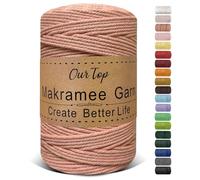 OurTop Premium Makramee Garn Dunkelrosa, 3mm x 300m Macrame Cord Makramee Schnur Makramee Kordel, Garn für DIY Handwerk, Weben Dekoration, Hängepflanze Pflanze Aufhänger