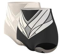Ouruikia 2er Pack Damen Miederslip Seidig Glatt Shapewear Hoher Taille Bauchweg Unterwäsche Miederhose, A:Black+Beige, M
