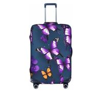 OUSXC Schöne lila Schmetterlings-Schutzhülle für Trolley-Koffer, geeignet für Gepäckgrößen zwischen 45,7 - 81,3 cm, Weiss/opulenter Garten, Large