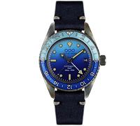 Out of Order GMT BOMBA BLUE Automatische Stahl Blau Datum Saphir Leder Uhr Alter Mann, Gurt