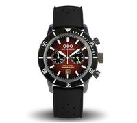 Out of Order Red Pilot Chronograph Quarz Stahl Silikon Rot Schwarz Datum Herrenuhr, Schwarz , Armband