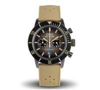 Out of Order Sand Pilot Chronograph Quarz Stahl Sand Schwarz Datum Herrenuhr, Schwarz , Armband