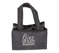 Flaschentasche aus Filz mit 6 Fächern Bier holen ist auch Bewegung ca. 24 x 15 cm