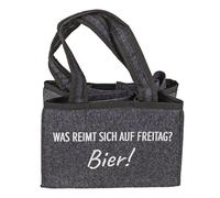 Out of The Blue Flaschentasche Bierträger Flaschenträger für 6 Flaschen »was reimt Sich auf Freitag? Bier!«, Grau